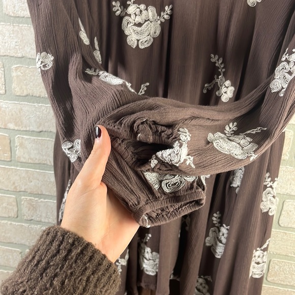 Altar’d State Brown Embroidered Dress- Size L - Picture 3 of 6